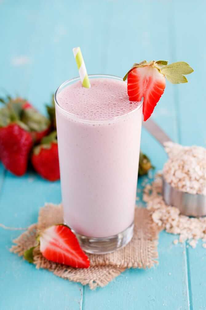 Strawberry Banana Oatmeal Protein Shake