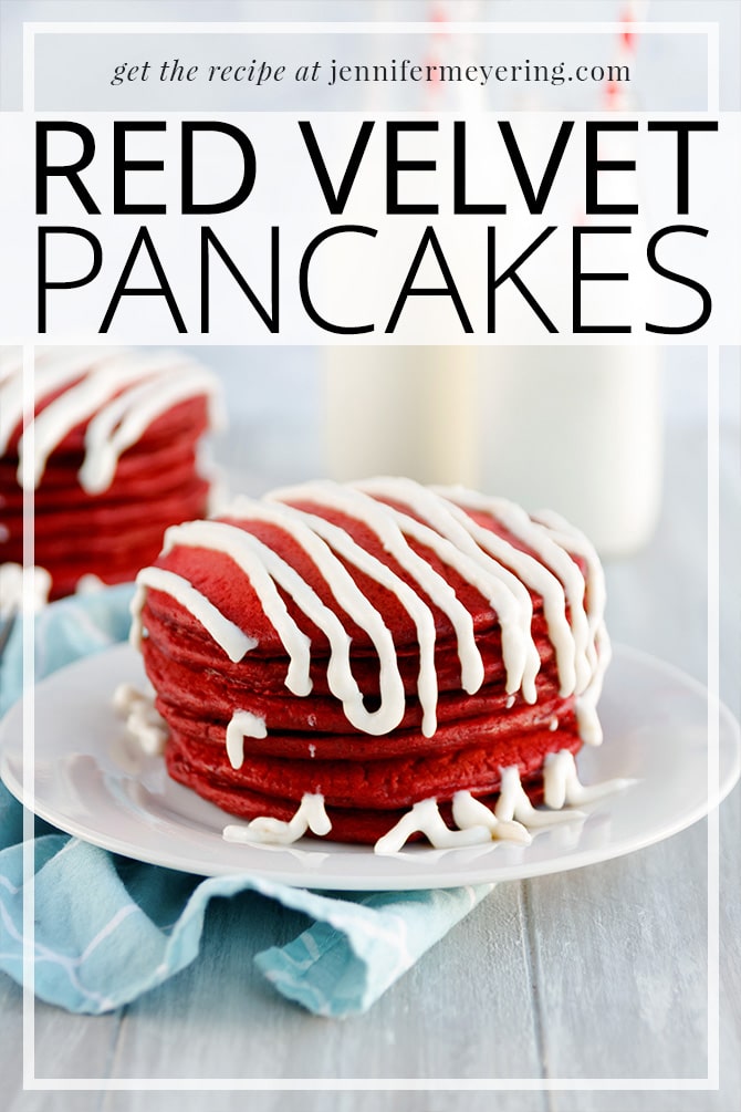 Red Velvet Pancakes - JenniferMeyering.com