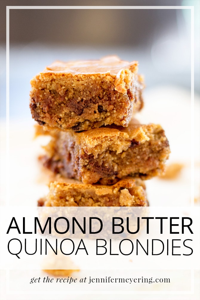 Almond Butter Quinoa Blondies | JenniferMeyering.com