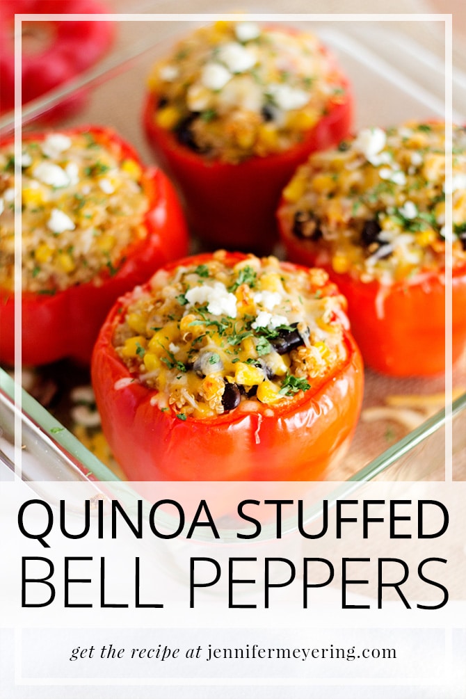 Quinoa Stuffed Bell Peppers -- JenniferMeyering.com