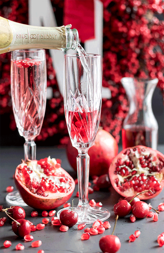 Cherry Pomegranate Champagne Gif