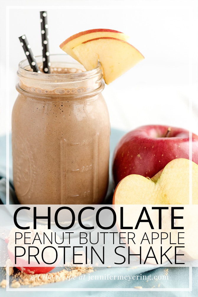 Chocolate Peanut Butter Apple Protein Shake - JenniferMeyering.com
