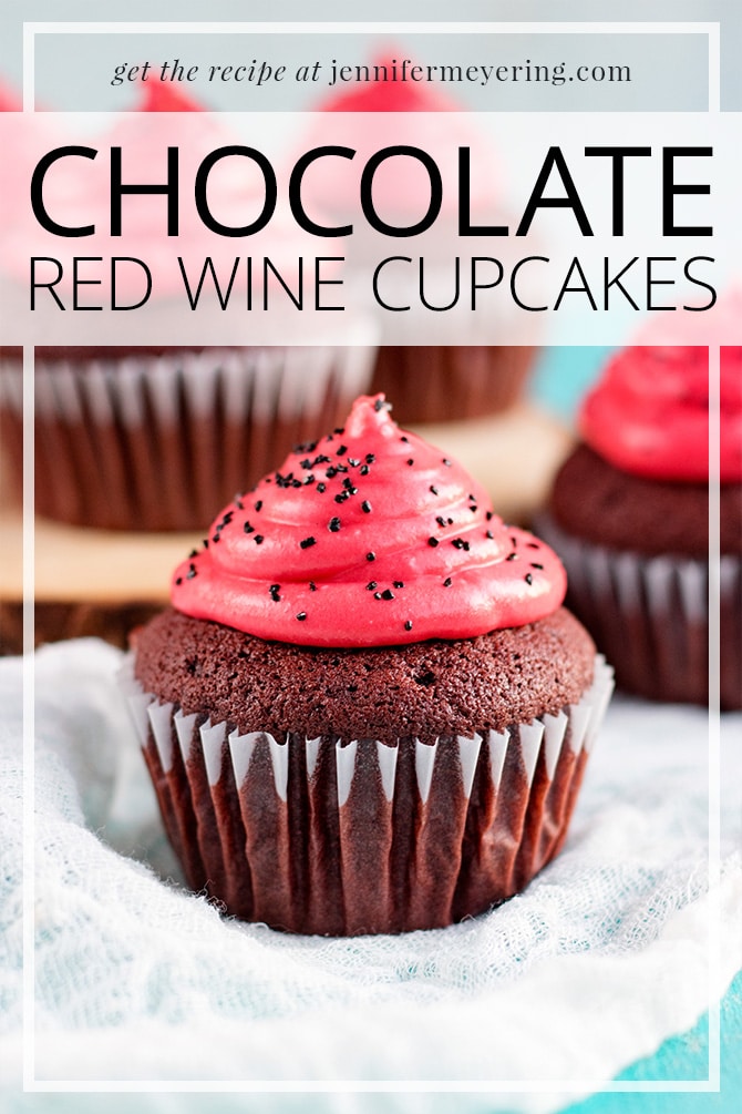 Chocolate Red Wine Cupcakes - JenniferMeyering.com