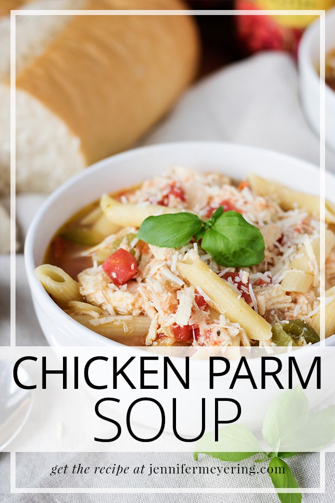 Slow Cooker Chicken Parmesan Soup - JenniferMeyering.com