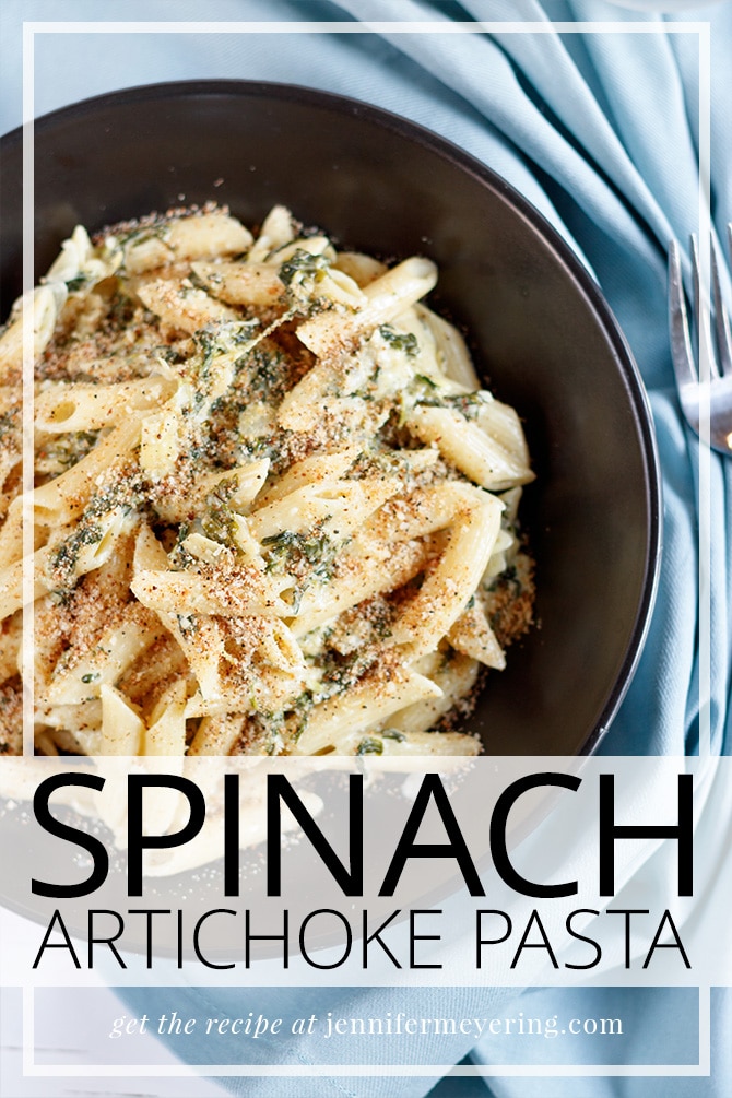 Spinach Artichoke Pasta - JenniferMeyering.com