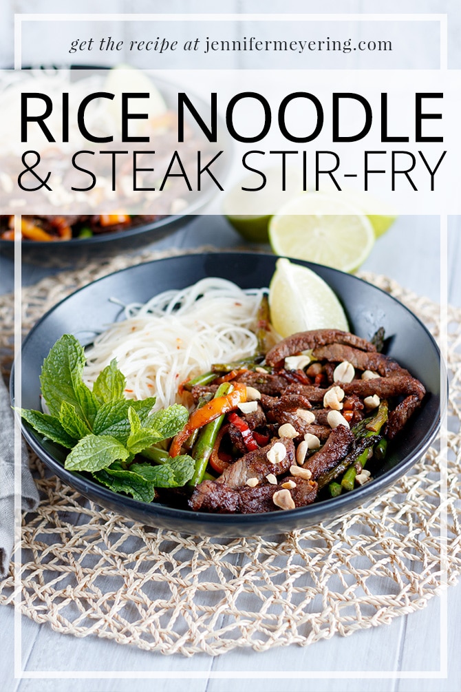 Thai Rice Noodle & Steak Stir-Fry - JenniferMeyering.com