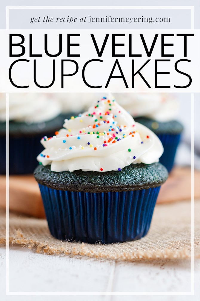 Blue Velvet Cupcakes - JenniferMeyering.com