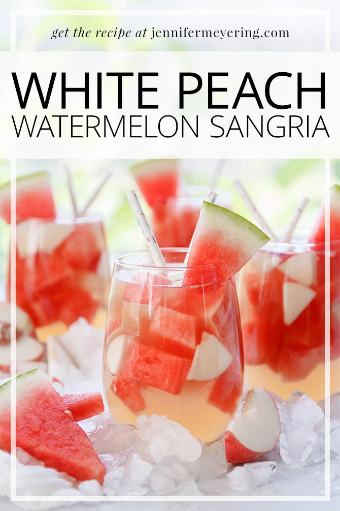 White Peach Watermelon Sangria - JenniferMeyering.com