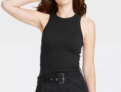Slim Fit Ribbed High Neck Tank Top