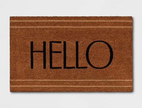 'Hello' Stripe Border Coir Doormat